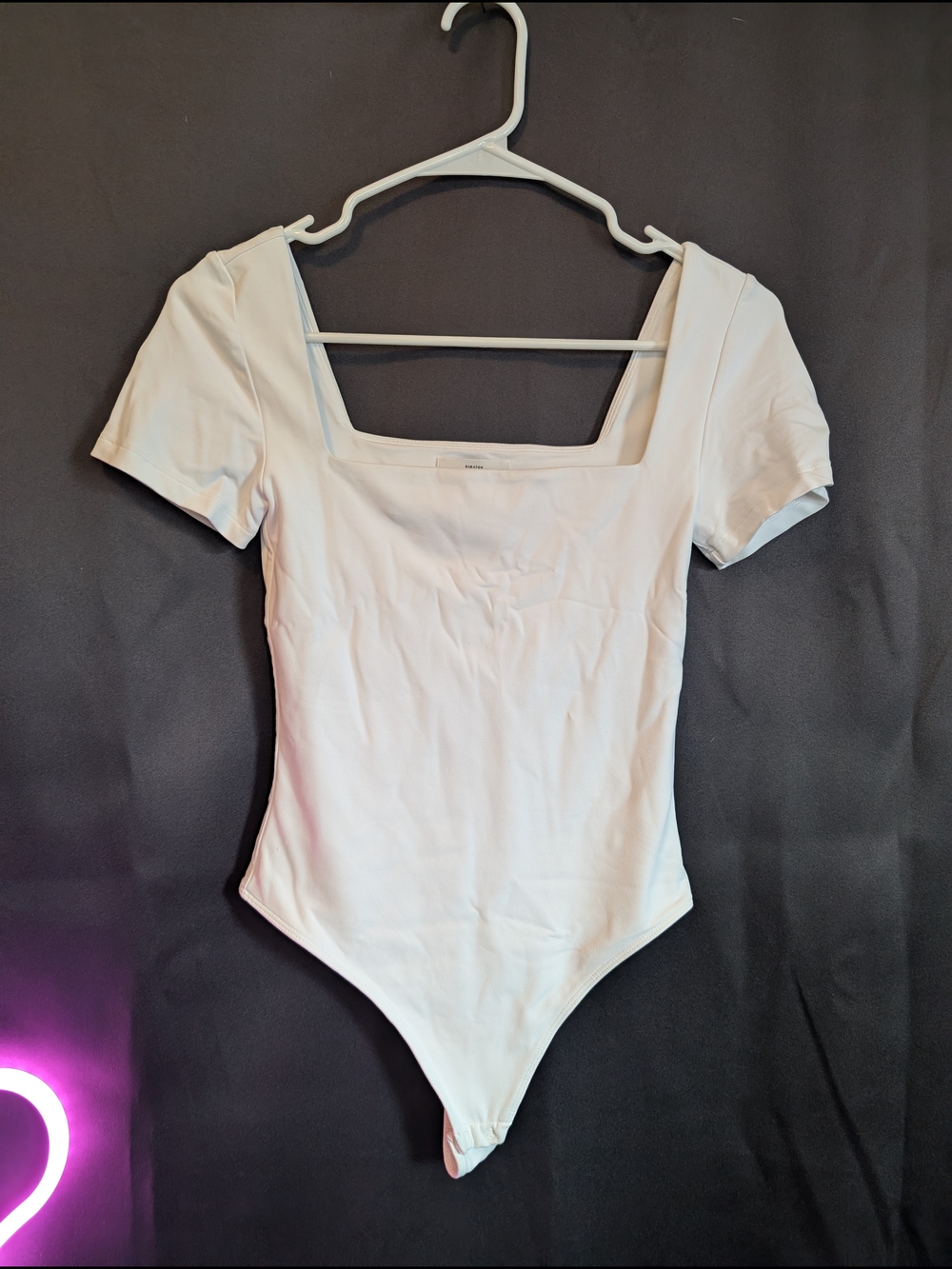 Babaton Contour White Square-Neck Short Sleeve Bodysuit Like New